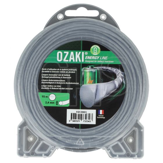 Genuine Ozaki Battery 2.4mm x 15m Strimmer Line (Ribbed Round)