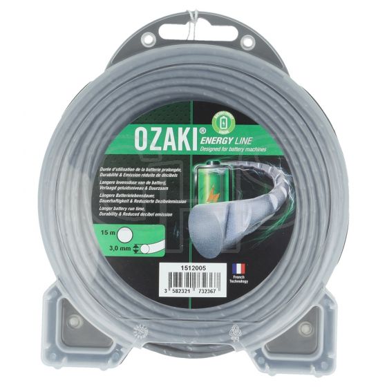 Genuine Ozaki Battery 3.0mm x 15m Strimmer Line (Ribbed Round)