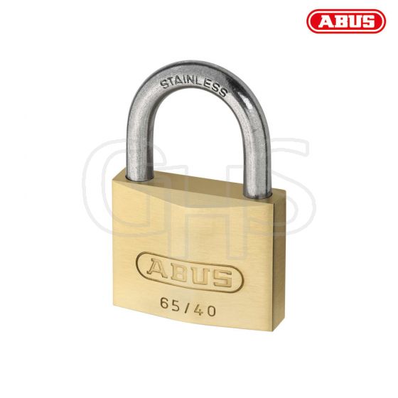 ABUS 65IB/40 40mm Brass Padlock Stainless Steel Shackle Carded - 11854