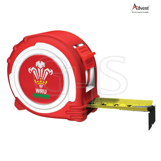 Advent Official Welsh Rugby Tape Red / White 5m/16ft (Width 25mm) - ATM4-5025WRFU