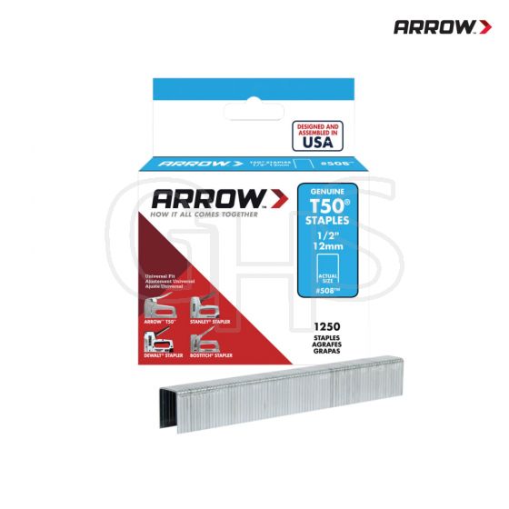 Arrow T50 Staples 12mm (1/2in) Box 1250 - A50824