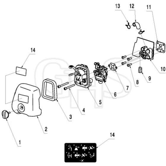 McCulloch B26 PS - 2014-02 - Carburetor & Air Filter Parts Diagram