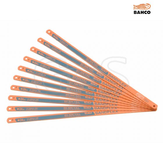 Bahco 3906 Sandflex Hacksaw Blades 300mm (12in) x 24tpi Pack 10 - 3906-300-24-10P