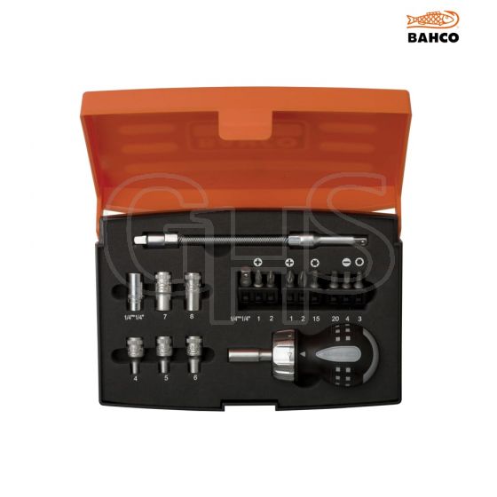 Bahco 808050S-18 Stubby Ratchet Screwdriver Set of 18 - 808050S-18