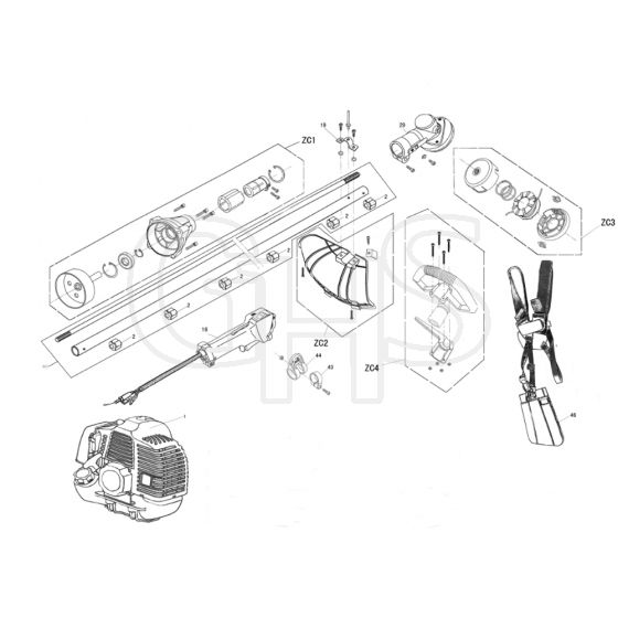 Cobra BC330C - Loop Handle Straight Shaft Main Diagram