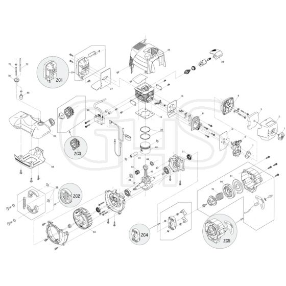 Cobra BC350KB - Loop Handle Straight Shaft Engine Diagram
