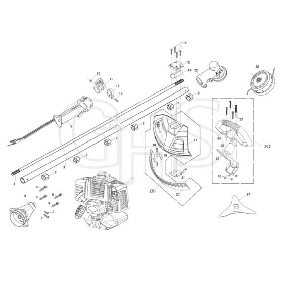 Cobra BCX230C - Brushcutter Sept 2018 Main Diagram