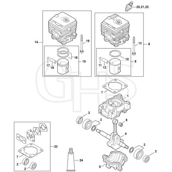 Genuine Stihl BG56 / A - Crankcase, Cylinder