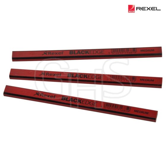 Blackedge Carpenters Pencils - Red / Medium Card of 12 - 34330