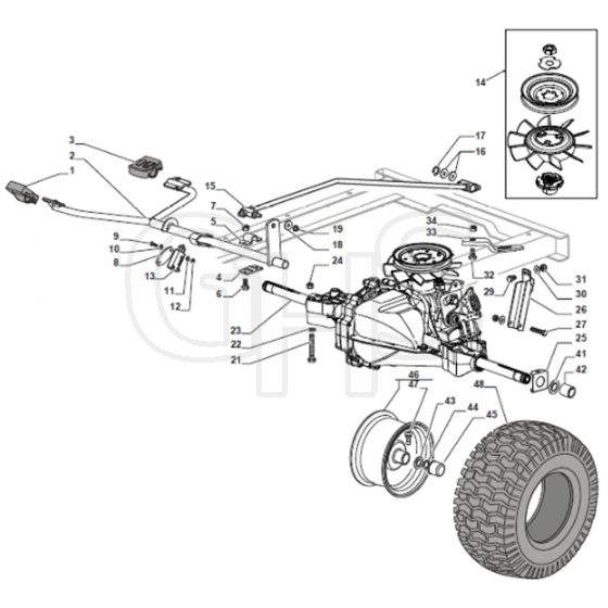 Cobra BT98HCB - Tractor Gearbox and Rear Wheels Diagram