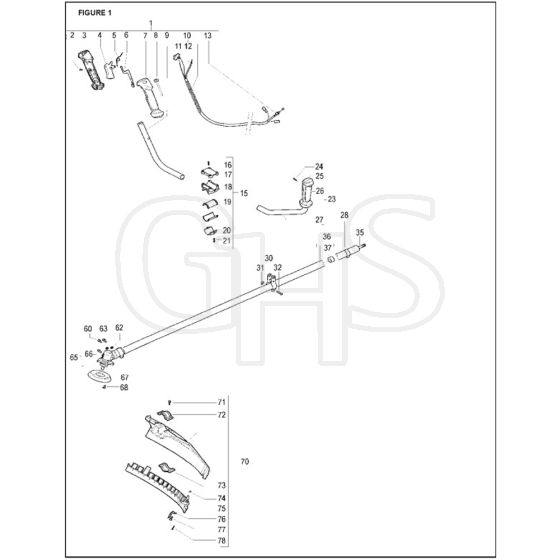 McCulloch CABRIO PLUS 257 B - 2007-01 - Shaft & Handle Parts Diagram