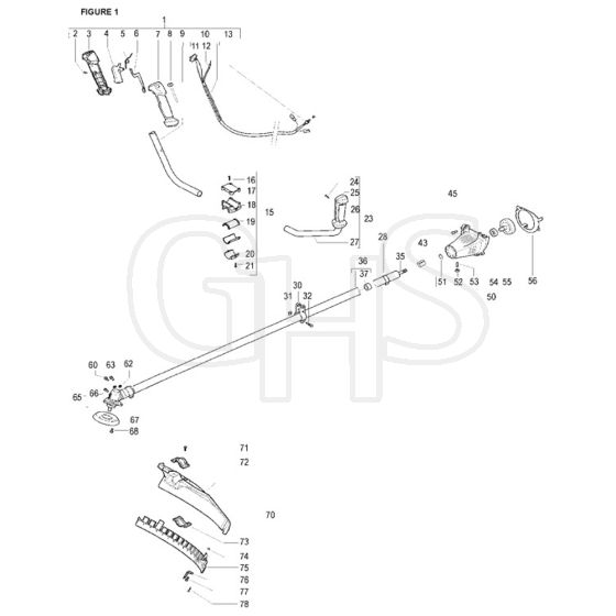 McCulloch CABRIO PLUS 347 B PREFIX 01 - 2007-01 - Shaft & Handle Parts Diagram