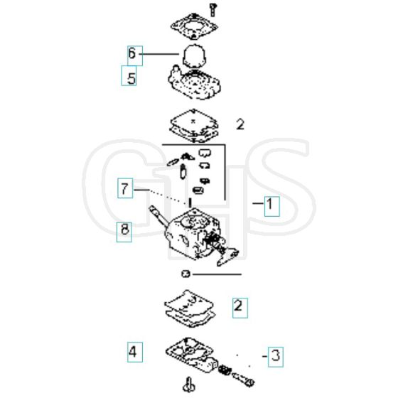 McCulloch CABRIO PLUS 347 B PREFIX 02 - 2007-01 - Carburettor (1) Parts Diagram