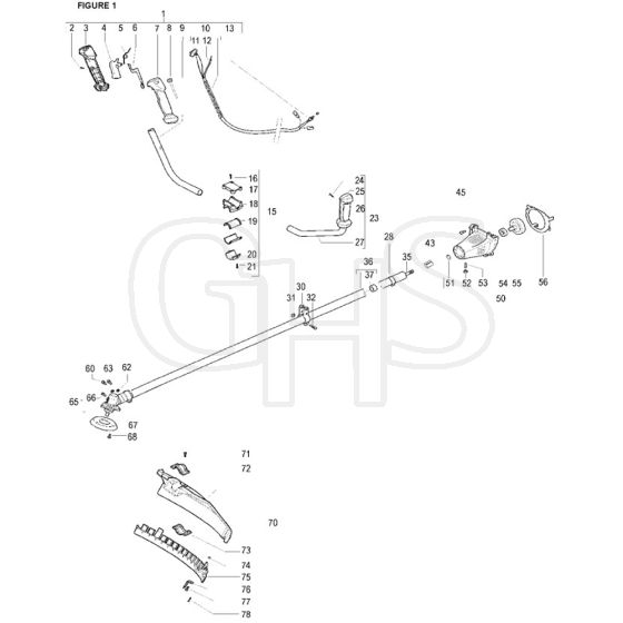 McCulloch CABRIO PLUS 347 B PREFIX 02 - 2007-01 - Shaft & Handle Parts Diagram