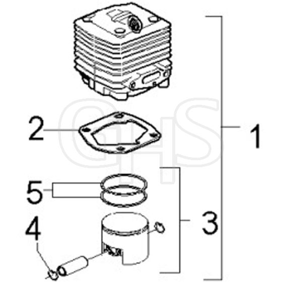McCulloch CABRIO PLUS 407 B PREFIX 02 - 2007-01 - Cylinder Piston Parts Diagram