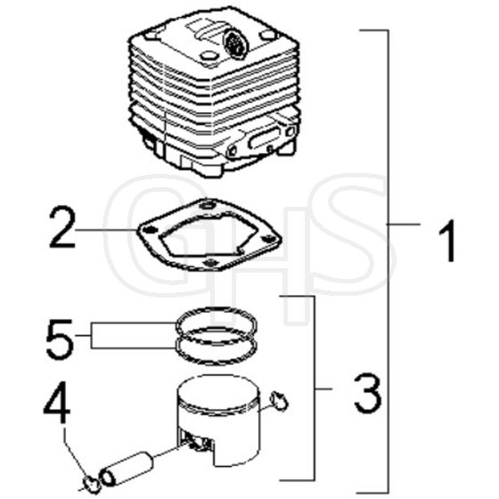 McCulloch CABRIO PLUS 407 L PREFIX 02 - 2007-01 - Cylinder Piston Parts Diagram