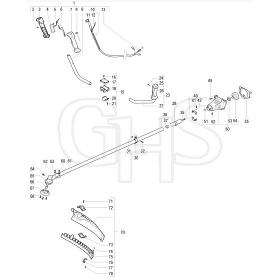 McCulloch CABRIO PLUS 497 B PREFIX 02 - 2007-01 - Shaft & Handle Parts Diagram