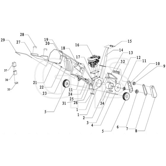 Cobra CHIP650L - 650L Loncin G200FD Chipper Main Diagram