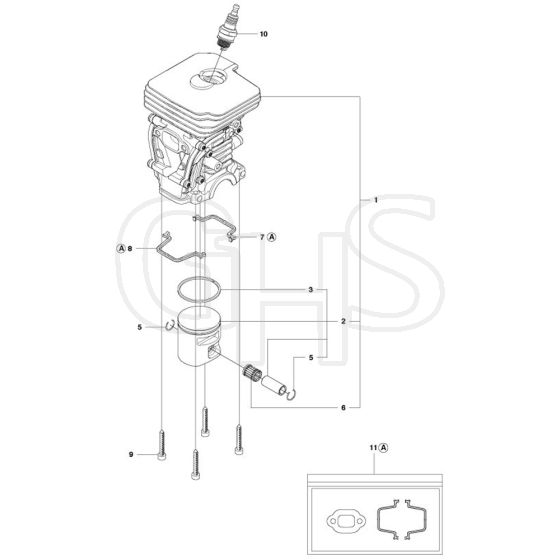 McCulloch CS390 - 2011-07 - Cylinder Piston Parts Diagram