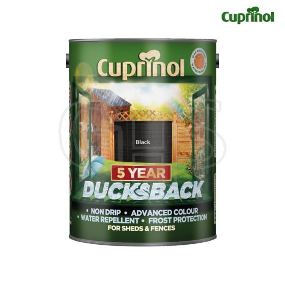 Cuprinol Ducksback 5 Year Waterproof for Sheds & Fences Autumn Black 5 Litre - 5244557
