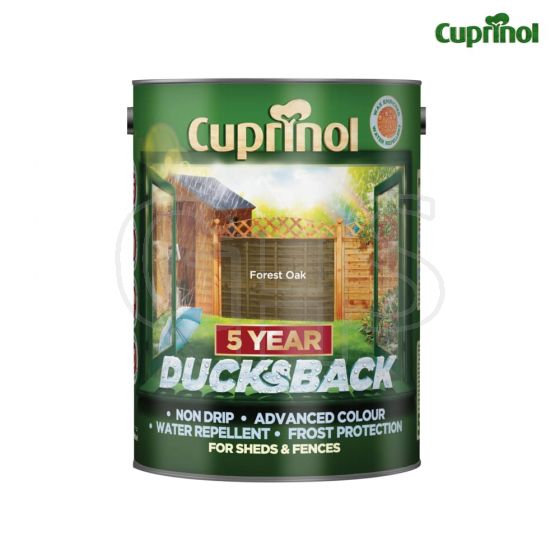 Cuprinol Ducksback 5 Year Waterproof for Sheds & Fences Forest Oak 5 Litre - 5092434