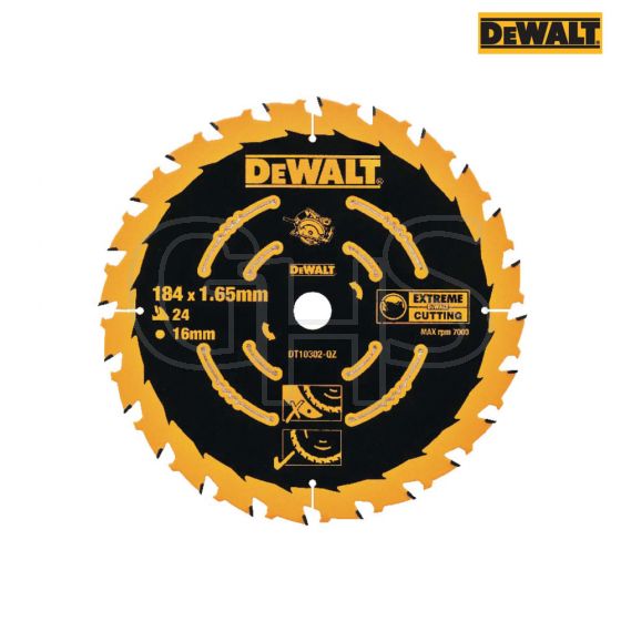 DeWalt Circular Saw Blade 184 x 16mm x 24T Corded Extreme Framing- DT10302-QZ