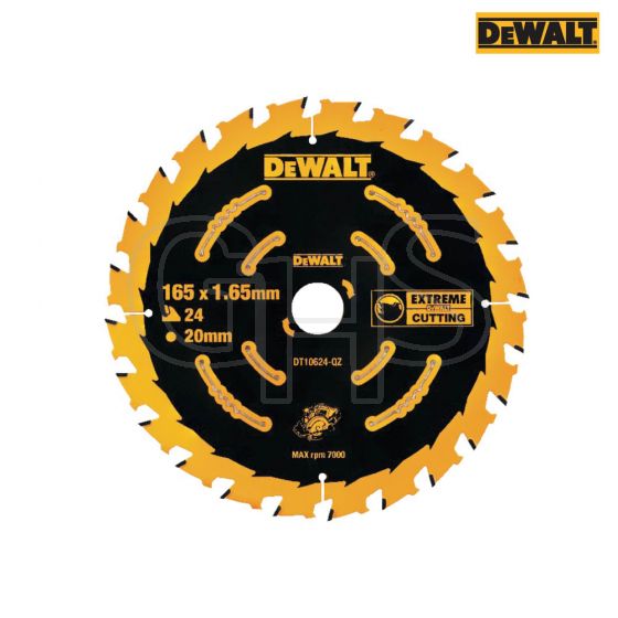 DeWalt Circular Saw Blade 165 x 20mm x 24T Cordless Extreme Framing- DT10624-QZ