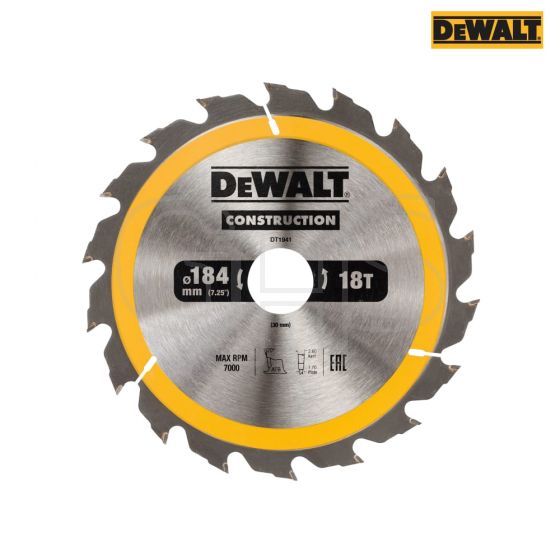 DeWalt Construction Circular Saw Blade 184 x 30mm x 18T- DT1941-QZ