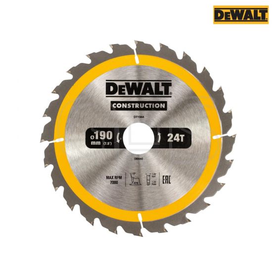 DeWalt Construction Circular Saw Blade 190 x 30mm x 24T- DT1944-QZ