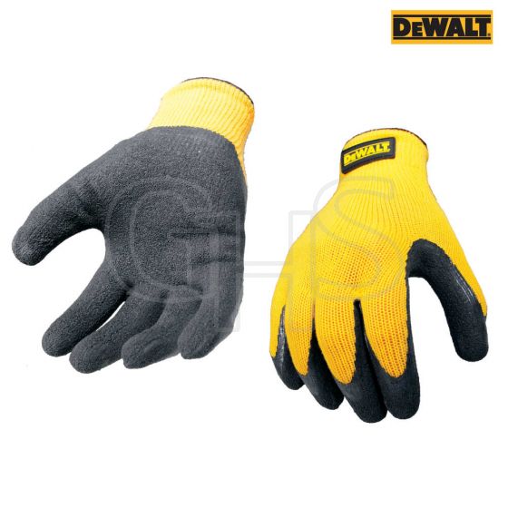 DeWalt DPG70L Yellow Knit Back Latex Gloves - Large- DPG70L