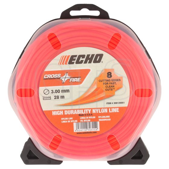 Genuine Echo Cross Fire 3.0mm x 28m Strimmer Line (8 Cutting Edges) - 306120051