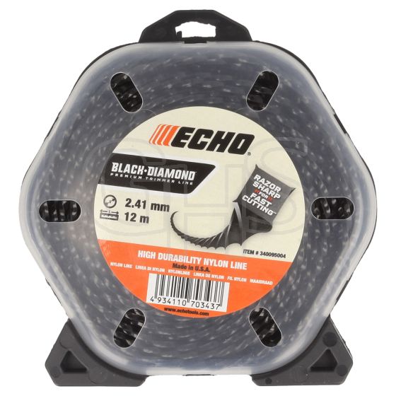 Genuine Echo Black Diamond 2.4mm x 12m Strimmer Line - 340095004 (Twisted Square)