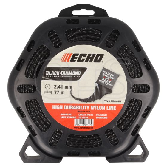 Genuine Echo Black Diamond 2.4mm x 77m Strimmer Line - 340095071 (Twisted Square)