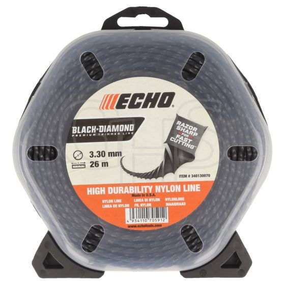 Genuine Echo Black Diamond 3.3mm x 26m Strimmer Line - 340130070 (Twisted Square)