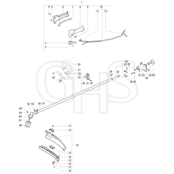 McCulloch ELITE 1 610 L - 2007-03 - Shaft & Handle Parts Diagram