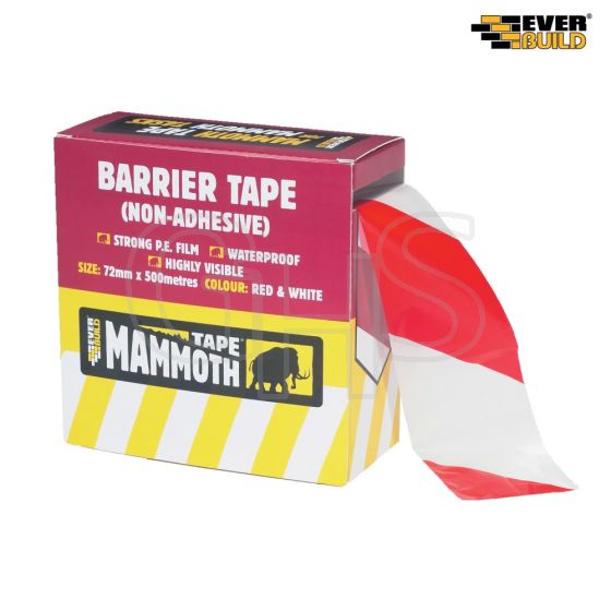 Everbuild Barrier Tape Red / White 72mm x 500m - 2BARRD500