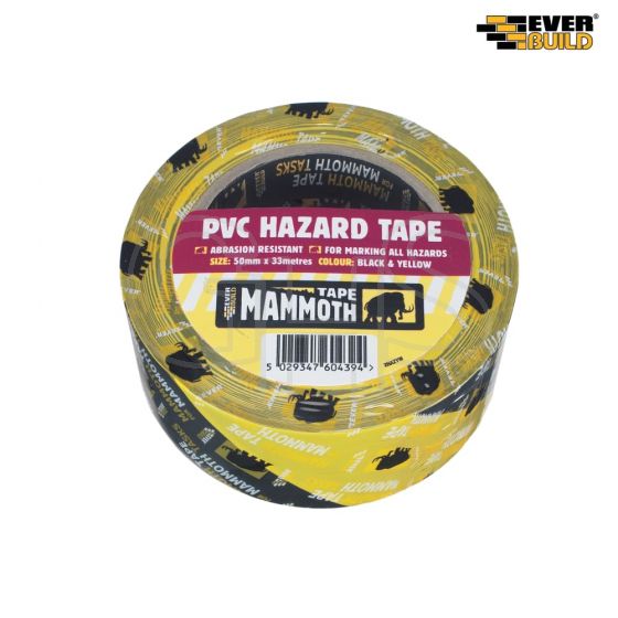 Everbuild PVC Hazard Tape Black / Yellow 50mm x 33m - 2HAZYW