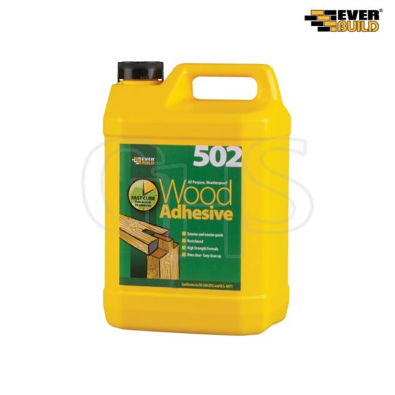 Everbuild 502 All Purpose Weatherproof Wood Adhesive 5 Litre - WOOD5
