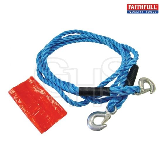 Faithfull Tow Rope 4m Metal Hooks 2 Tonne - XHMTR2040