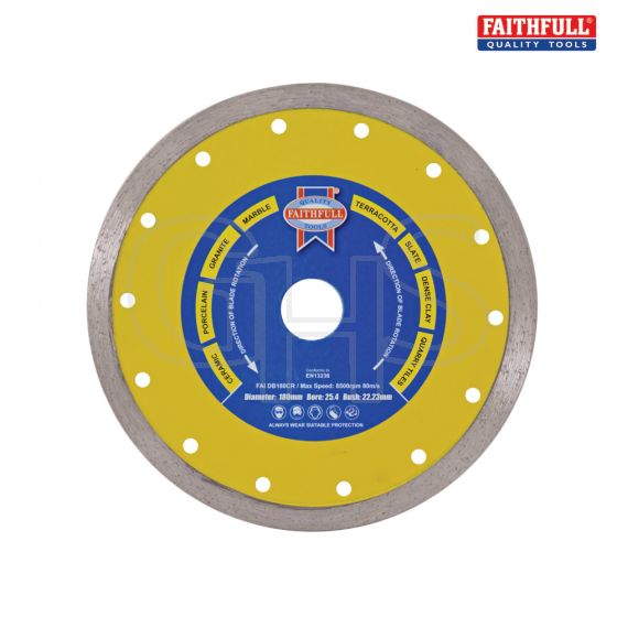 Faithfull Diamond Tile Blade Continuous Rim 115mm x 22.2mm - MXCR3011522
