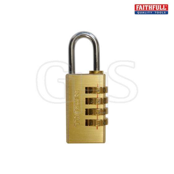 Faithfull Brass Combination Padlock 20mm - NL11