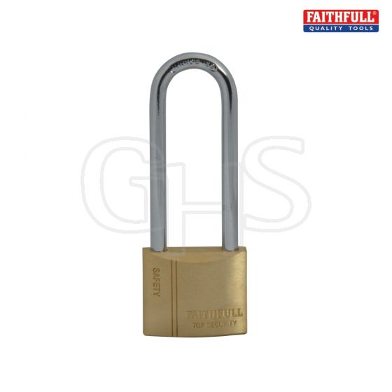 Faithfull Brass Padlock 40mm Long Shackle 3 Keys - BC0440- LS
