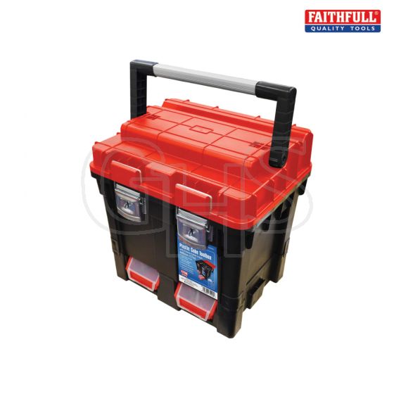 Faithfull Plastic Cube Toolbox - 2 Trays 17in Deep - PATROL COMPACT MDULE
