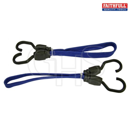 Flat Bungee Cord 46cm (18in) Blue 2 Piece