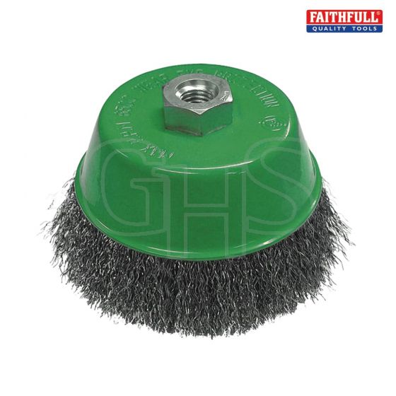 Faithfull Wire Cup Brush 100mm x M14 x 2 Stainless Steel 0.30mm - 110014430