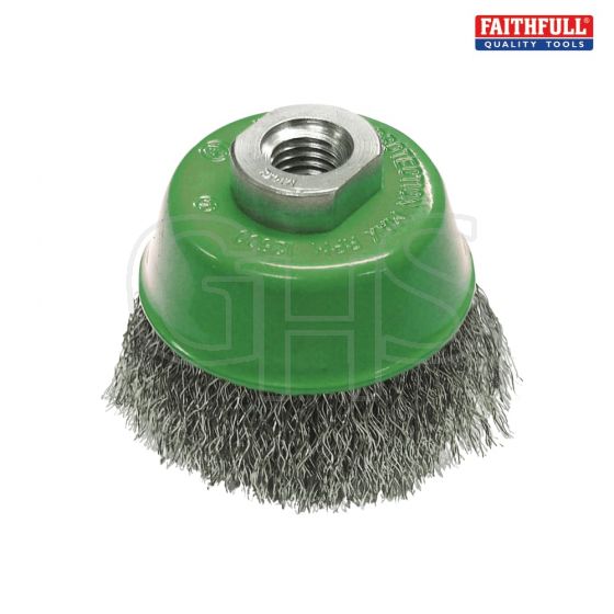 Faithfull Wire Cup Brush 75mm x M14 x 2 Stainless Steel 0.30mm - 107514430