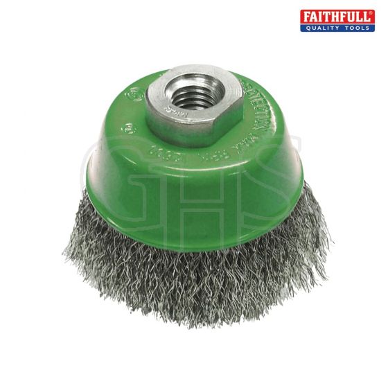 Faithfull Wire Cup Brush 80mm x M14 x 2 Stainless Steel 0.30mm - 108014430