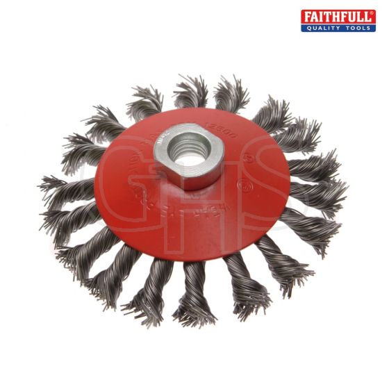 Faithfull Conical Wire Brush 100mm x M10 x 1.5 0.50mm Wire - 12100101500