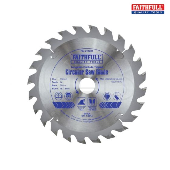 Faithfull Circular Saw Blade 152 x 20mm x 24T Fast Rip - FAIZ15224