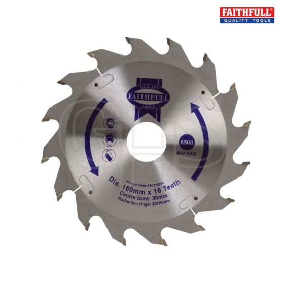 Faithfull Circular Saw Blade 160 x 30mm x 16T Fast Rip - FAIZ16016